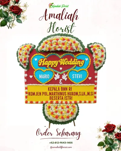 Karangan Papan Bunga Pernikahan di Ngloro